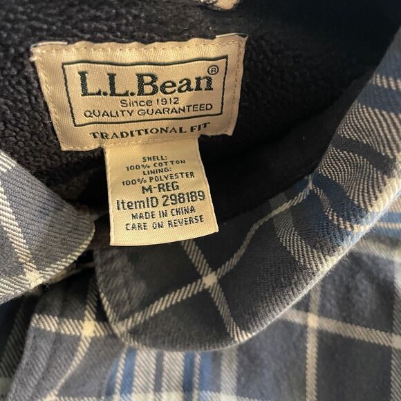 L.L. Bean Shirt Jacket Flannel Fleece Lined Button Up Shacket Mens Medium - Picture 3 of 6